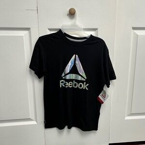Reebok Kids Black Tee with Iridescent Logo